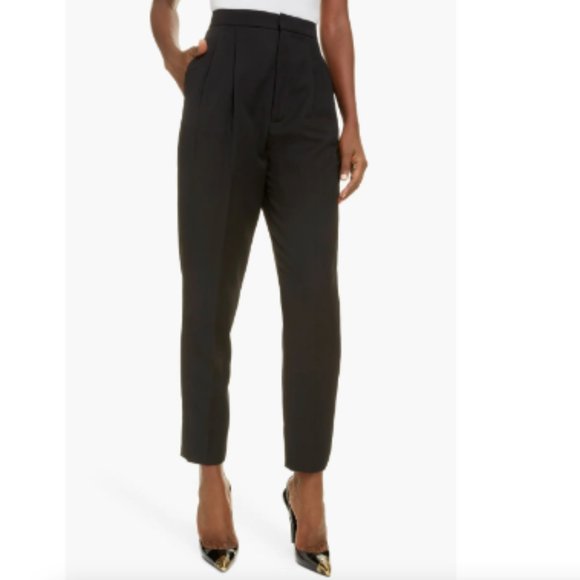 $1290 NWT Saint Laurent Black Fitted Skinny Trouser Wool HR Pant size FR 40/8